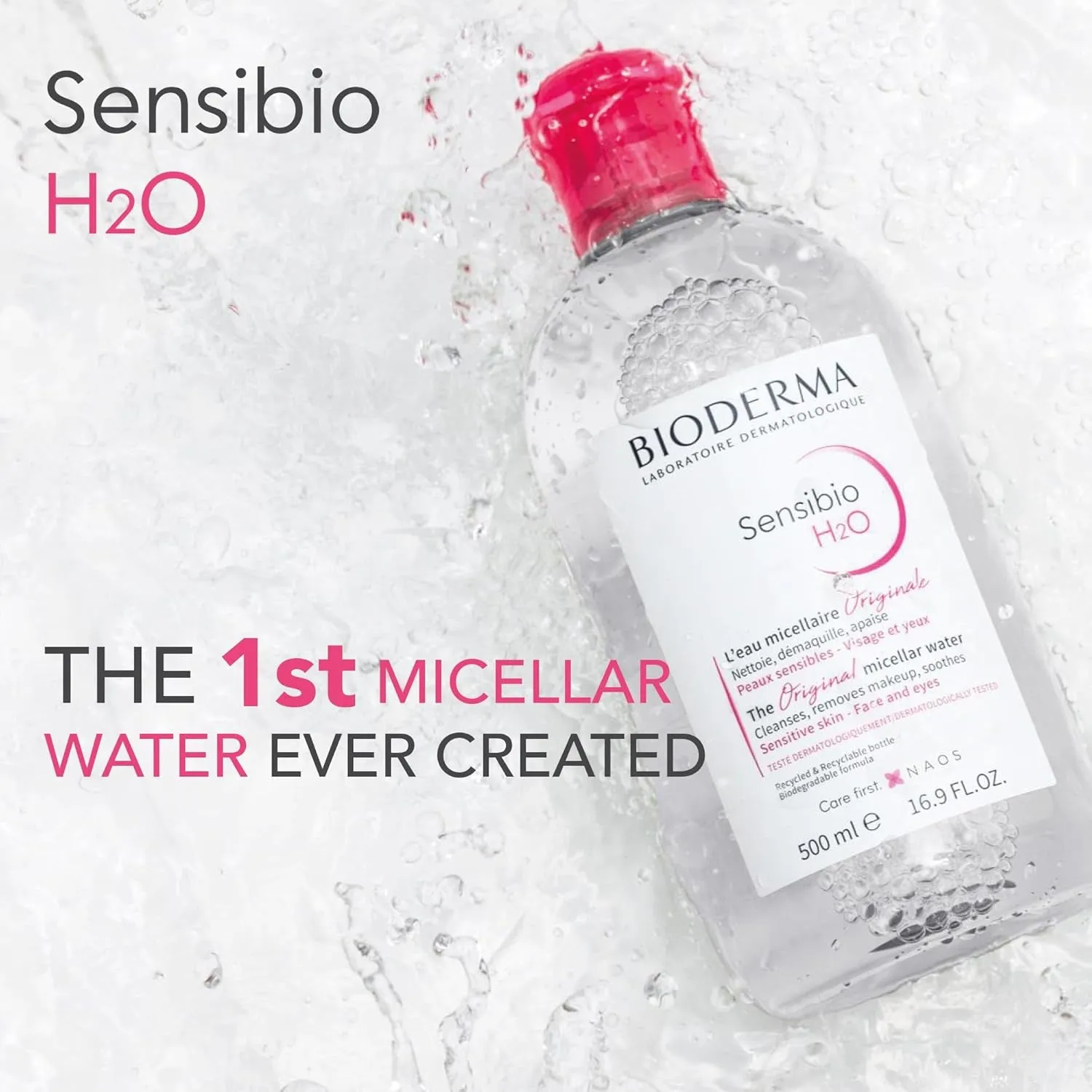 - Sensibio - H2O Micellar Water - Makeup Remover Cleanser - Face Cleanser for Sensitive Skin