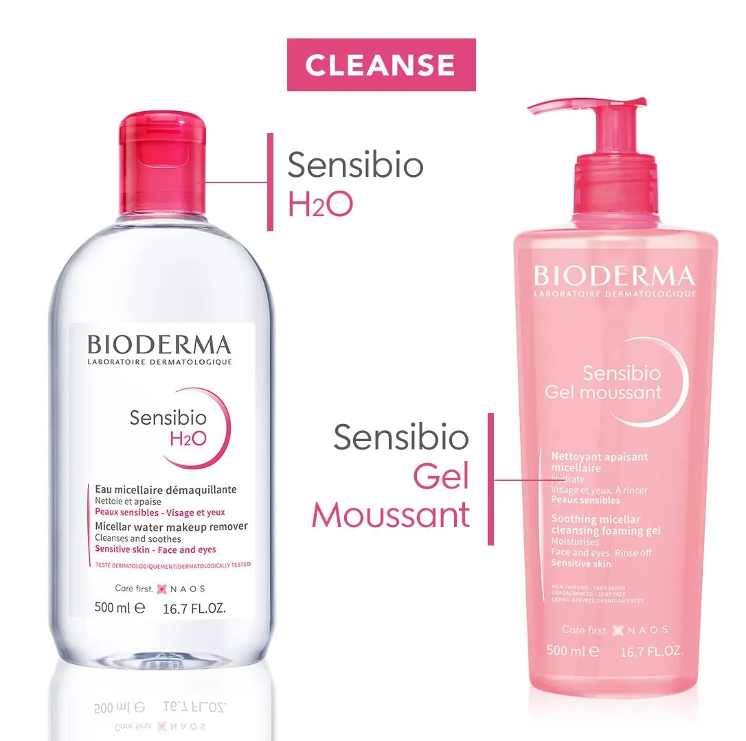 - Sensibio - H2O Micellar Water - Makeup Remover Cleanser - Face Cleanser for Sensitive Skin