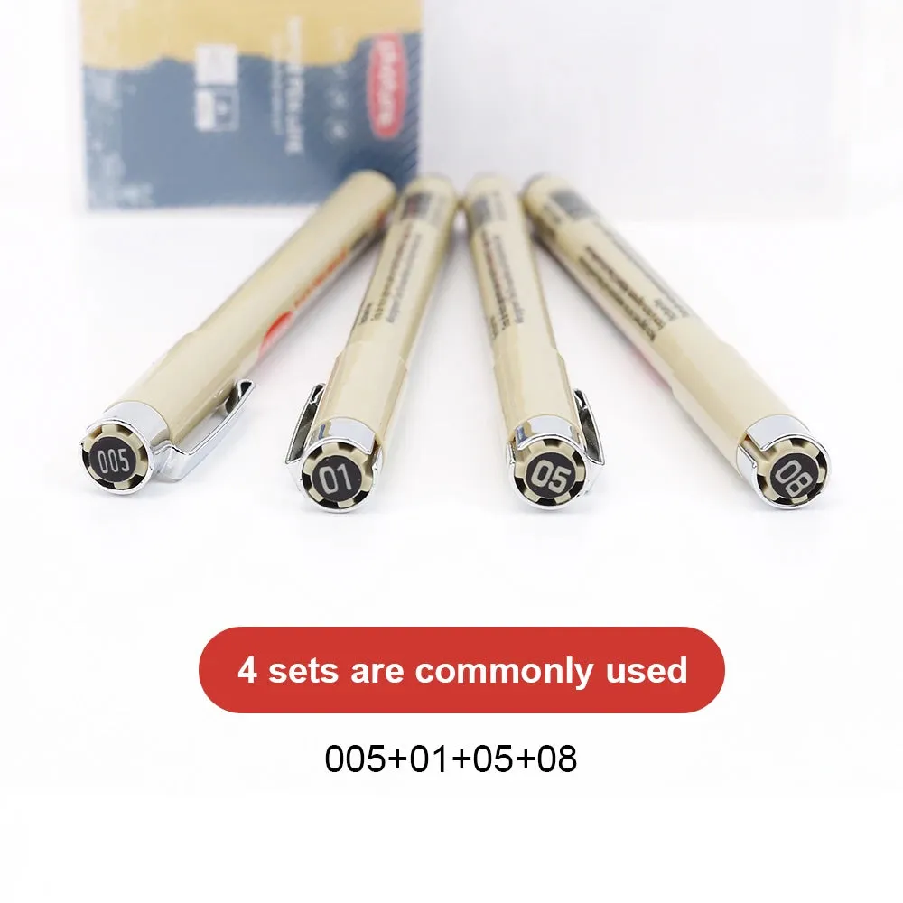 12-Tip Pigment Liner Micron Ink Marker Pen Set for Manga Drawing