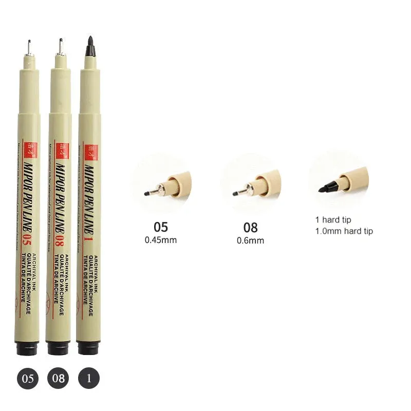 12-Tip Pigment Liner Micron Ink Marker Pen Set for Manga Drawing
