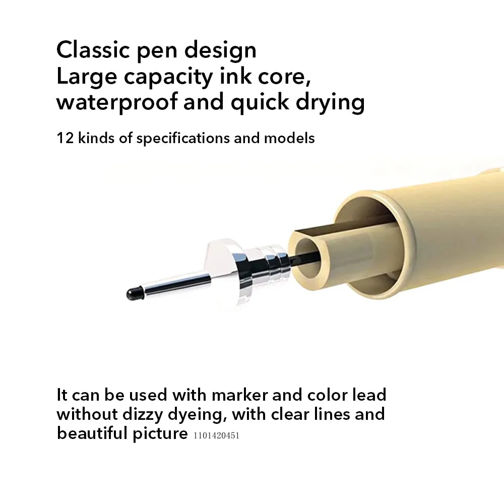 12-Tip Pigment Liner Micron Ink Marker Pen Set for Manga Drawing