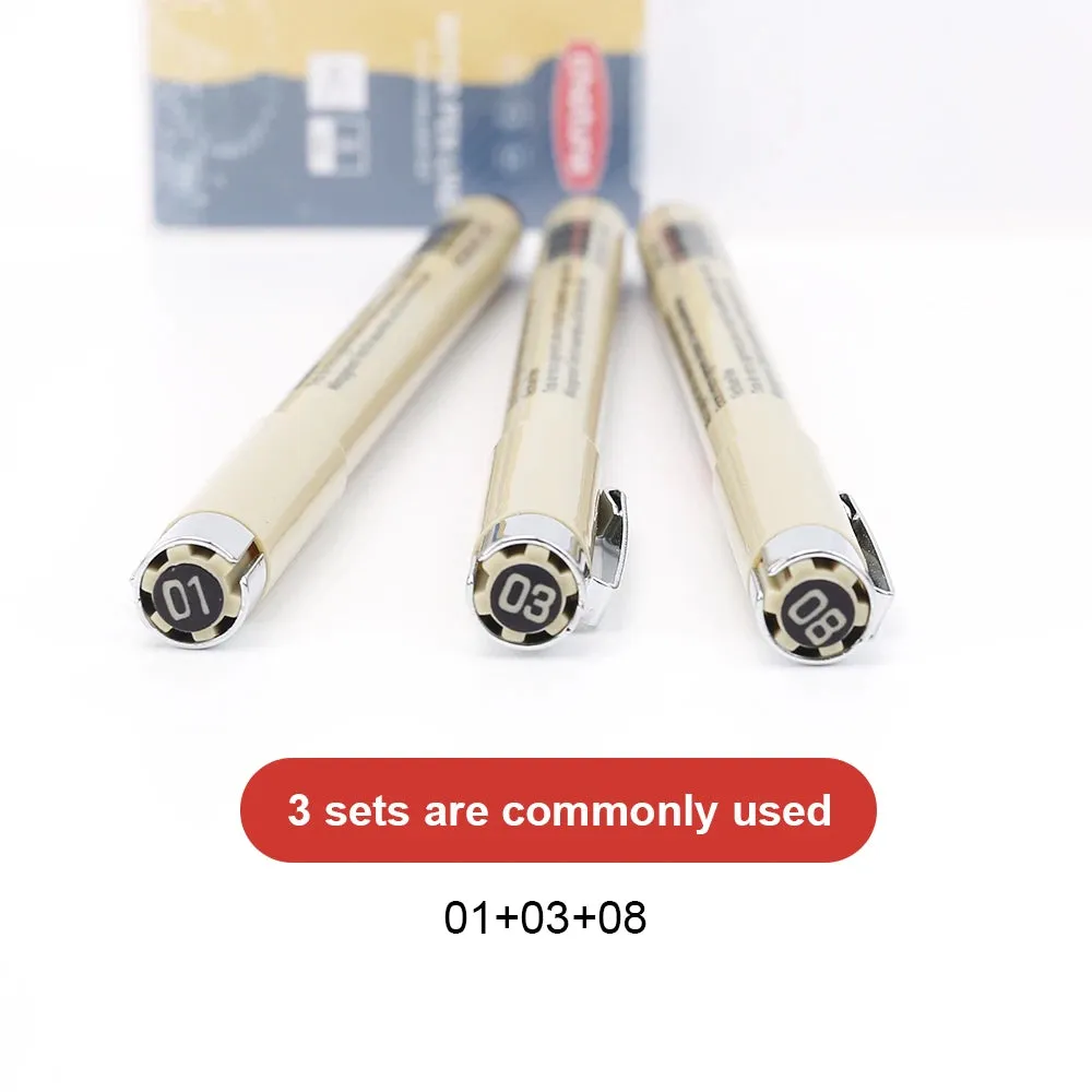 12-Tip Pigment Liner Micron Ink Marker Pen Set for Manga Drawing