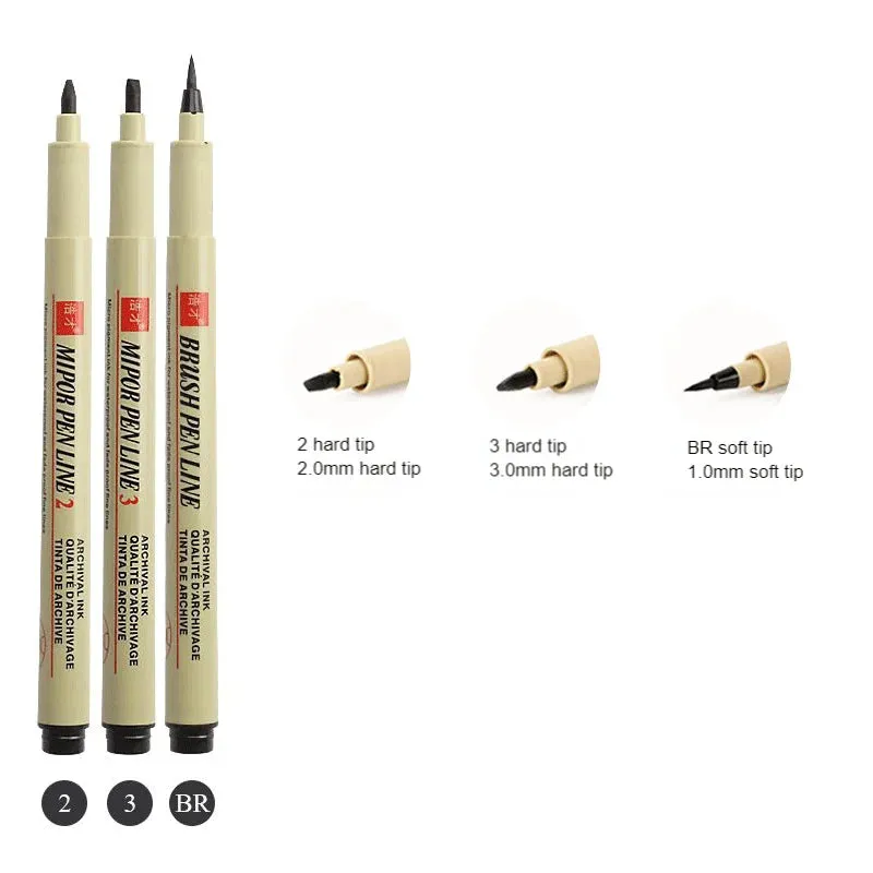 12-Tip Pigment Liner Micron Ink Marker Pen Set for Manga Drawing