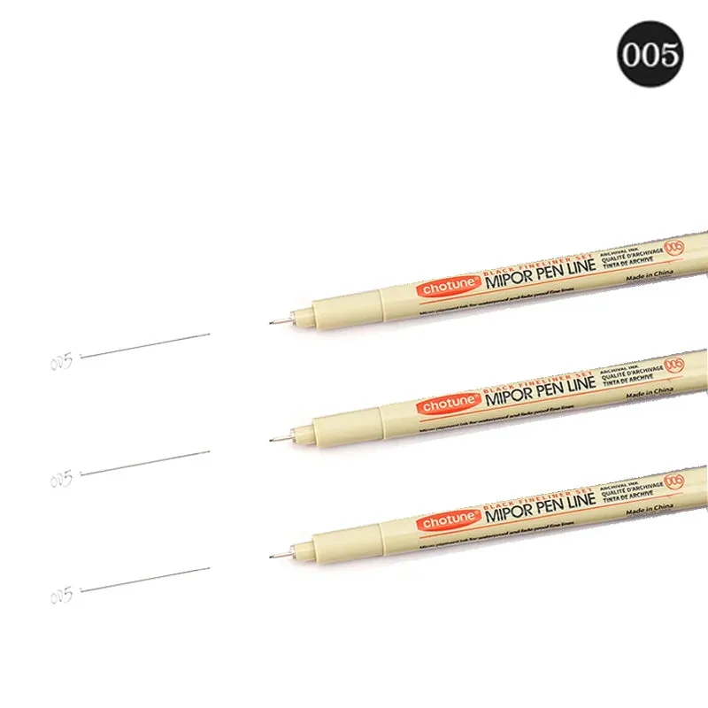 12-Tip Pigment Liner Micron Ink Marker Pen Set for Manga Drawing