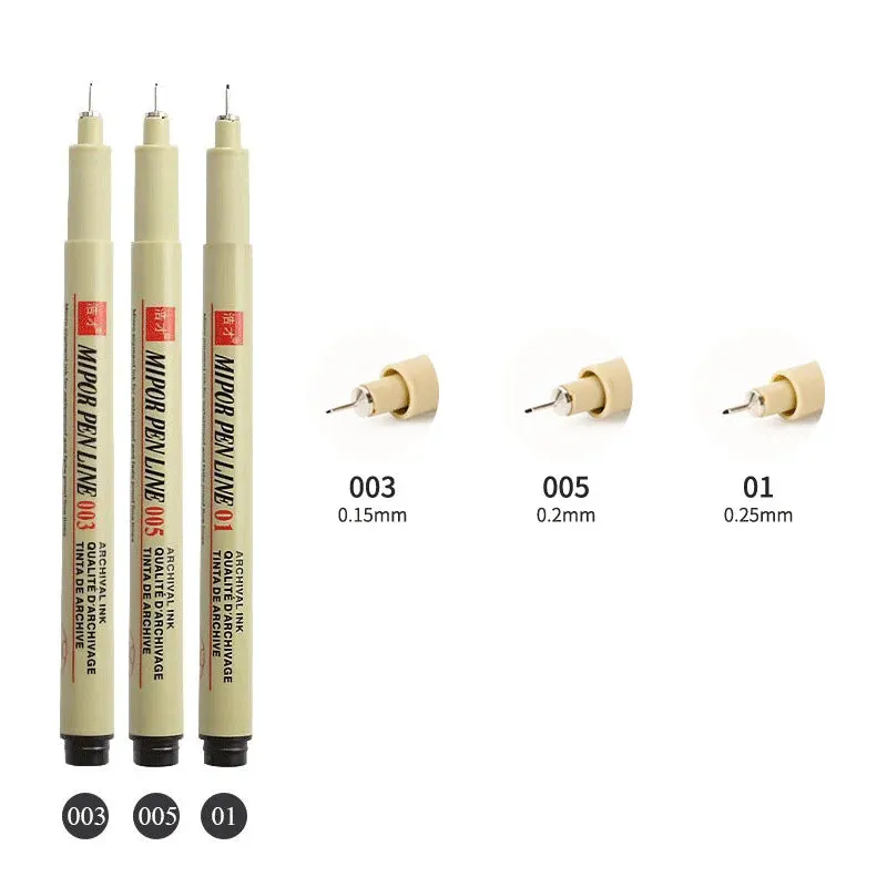 12-Tip Pigment Liner Micron Ink Marker Pen Set for Manga Drawing