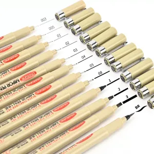 12-Tip Pigment Liner Micron Ink Marker Pen Set for Manga Drawing