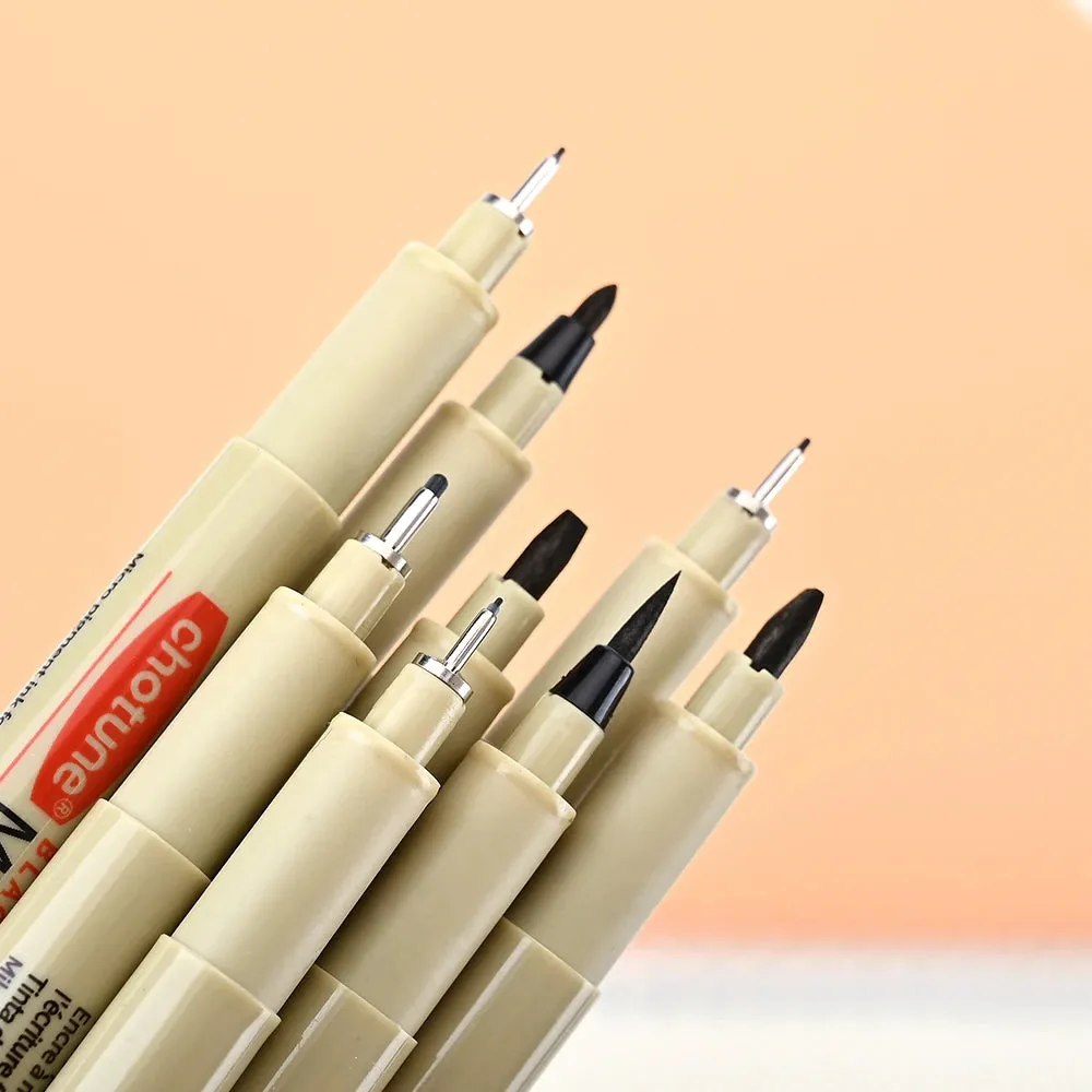 12-Tip Pigment Liner Micron Ink Marker Pen Set for Manga Drawing