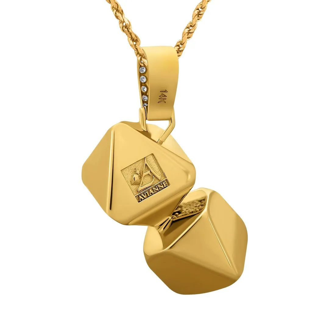 14k Yellow Gold Diamond Dice 5 Ctw