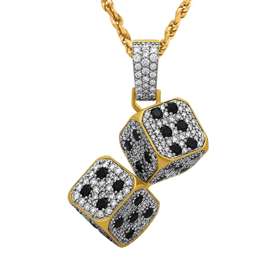 14k Yellow Gold Diamond Dice 5 Ctw