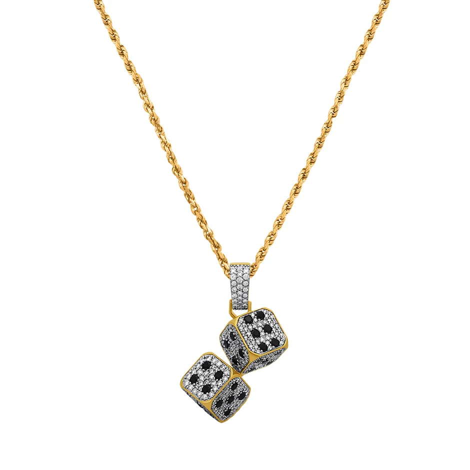 14k Yellow Gold Diamond Dice 5 Ctw