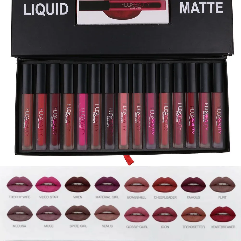16Pcs/Box Beauty Makeup Liquid Matte Full Colletion Sets Shades Kit Lipstick