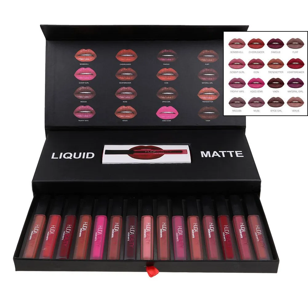 16Pcs/Box Beauty Makeup Liquid Matte Full Colletion Sets Shades Kit Lipstick