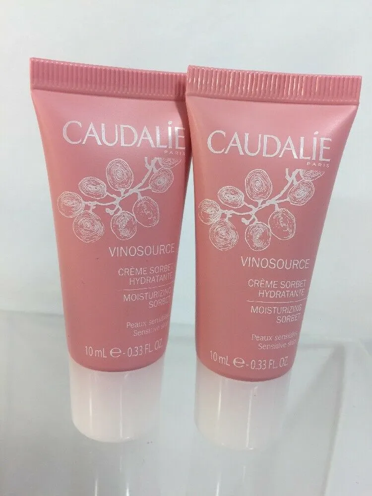 (2) Caudalie Vinosource Moisturizing Sorbet Deluxe Travel Size .33 oz