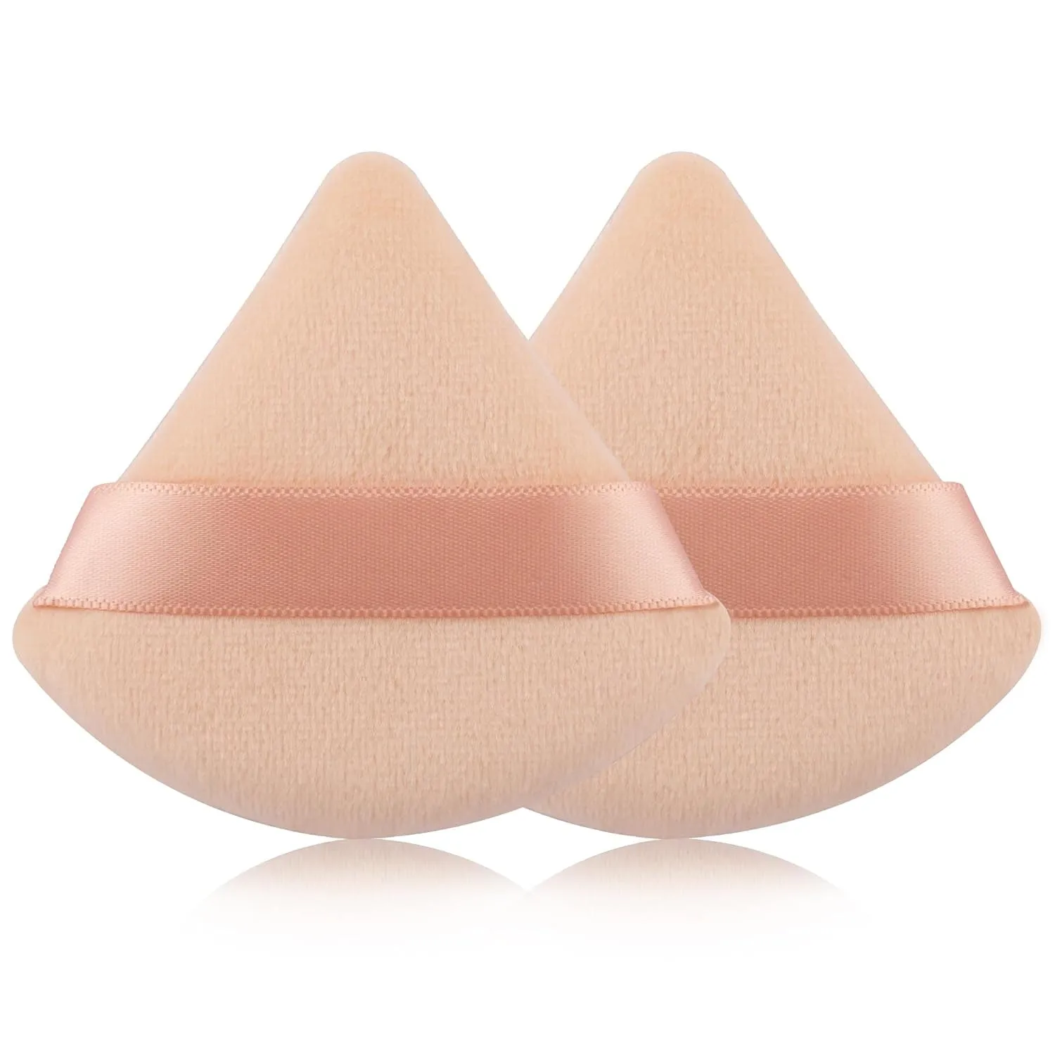 2 Pcs  Triangle Powder Puff for Face Powder, Soft Plush Setting Powder Puff, Velour Cosmetic Foundation Blender Sponge Beauty Makeup Tools (Black)