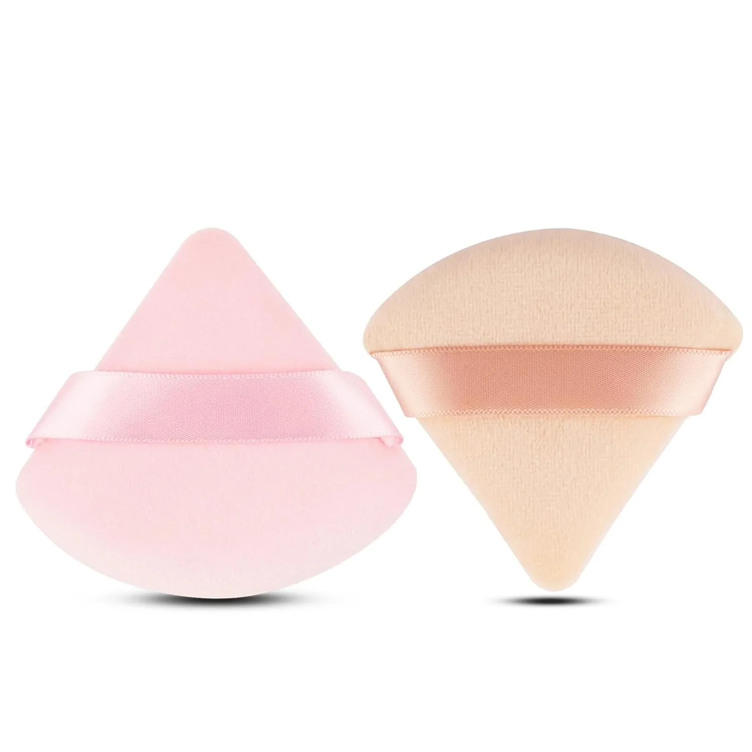2 Pcs  Triangle Powder Puff for Face Powder, Soft Plush Setting Powder Puff, Velour Cosmetic Foundation Blender Sponge Beauty Makeup Tools (Black)