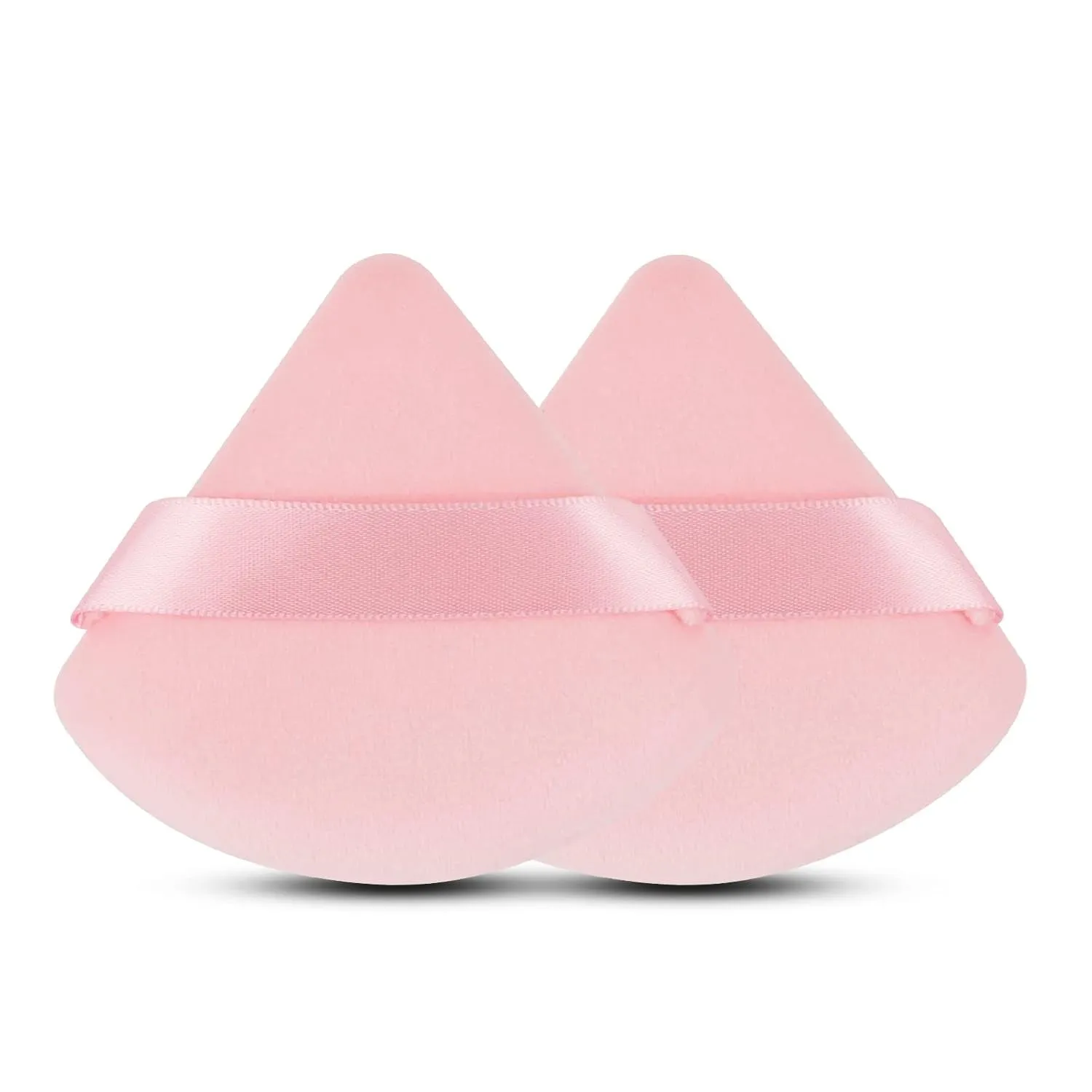 2 Pcs  Triangle Powder Puff for Face Powder, Soft Plush Setting Powder Puff, Velour Cosmetic Foundation Blender Sponge Beauty Makeup Tools (Black)