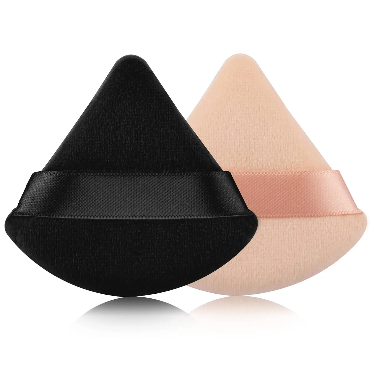 2 Pcs  Triangle Powder Puff for Face Powder, Soft Plush Setting Powder Puff, Velour Cosmetic Foundation Blender Sponge Beauty Makeup Tools (Black)
