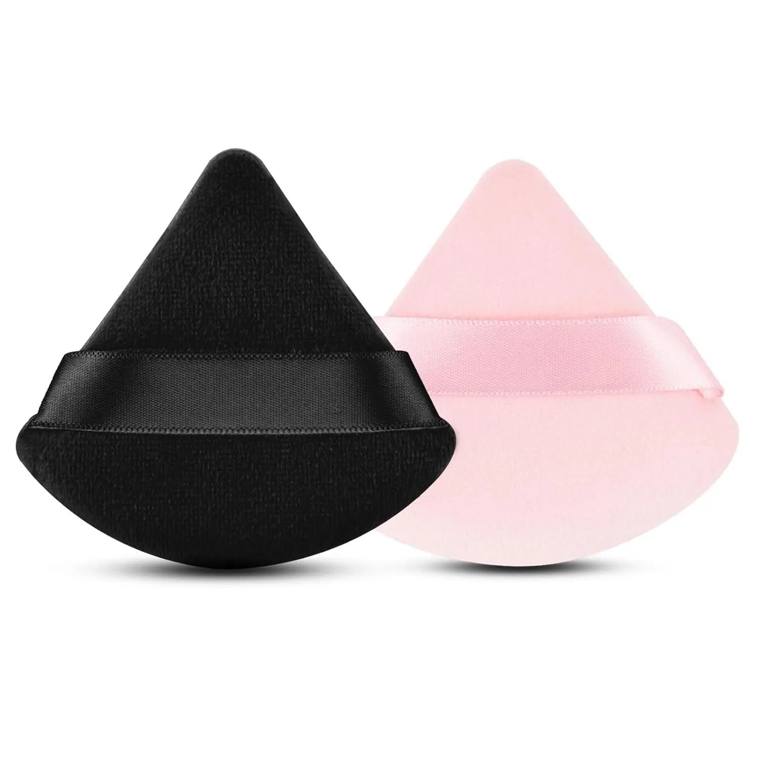 2 Pcs  Triangle Powder Puff for Face Powder, Soft Plush Setting Powder Puff, Velour Cosmetic Foundation Blender Sponge Beauty Makeup Tools (Black)