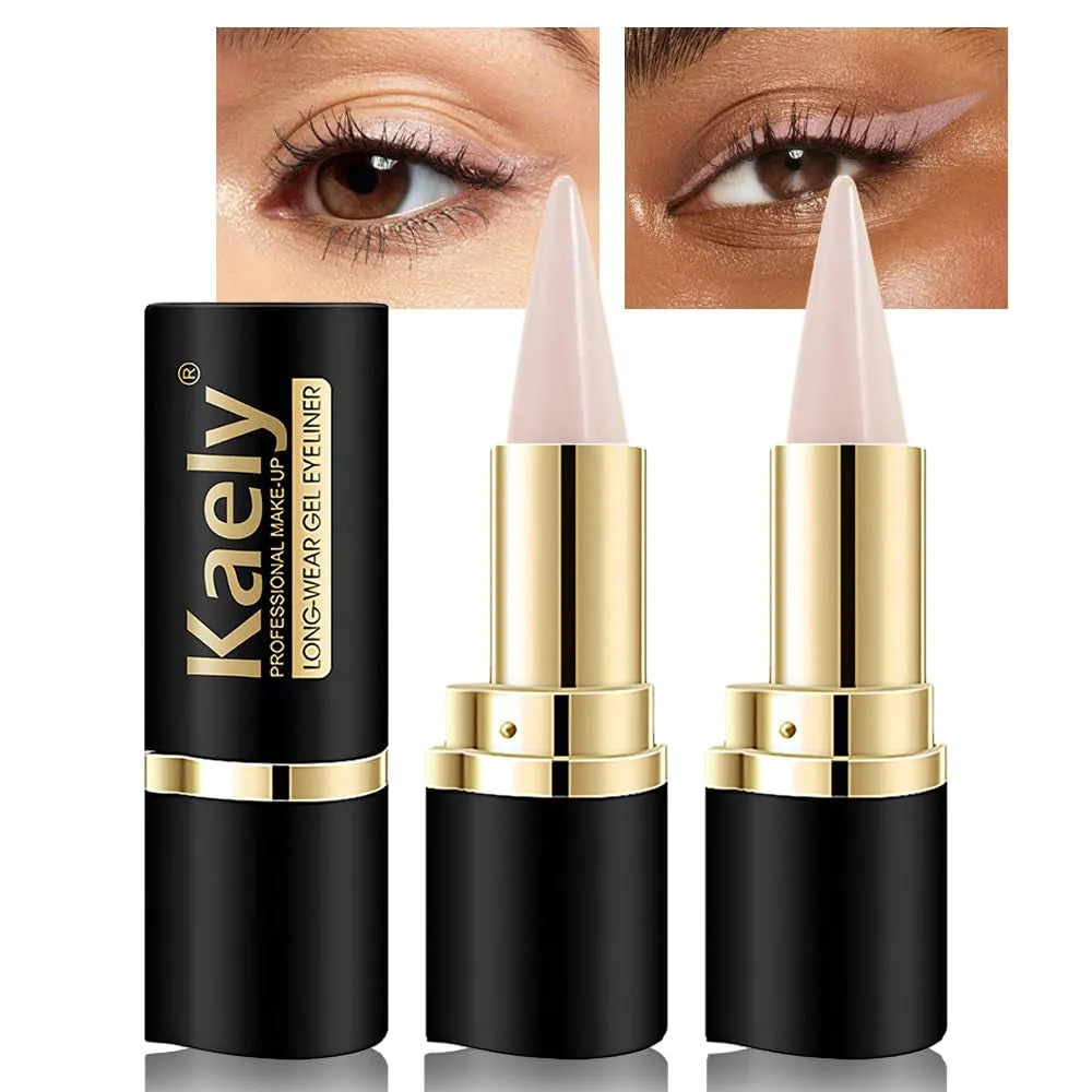 2Pcs Black Gel Eyeliner Pencil,Natural Black Eyeliner Cream Waterproof Smudge Proof,Eye Liner Black Smokey Eyeshadow Palette Stick Crayon,Goth Halloween Makeup,Delineador De Ojos Contra El Agua