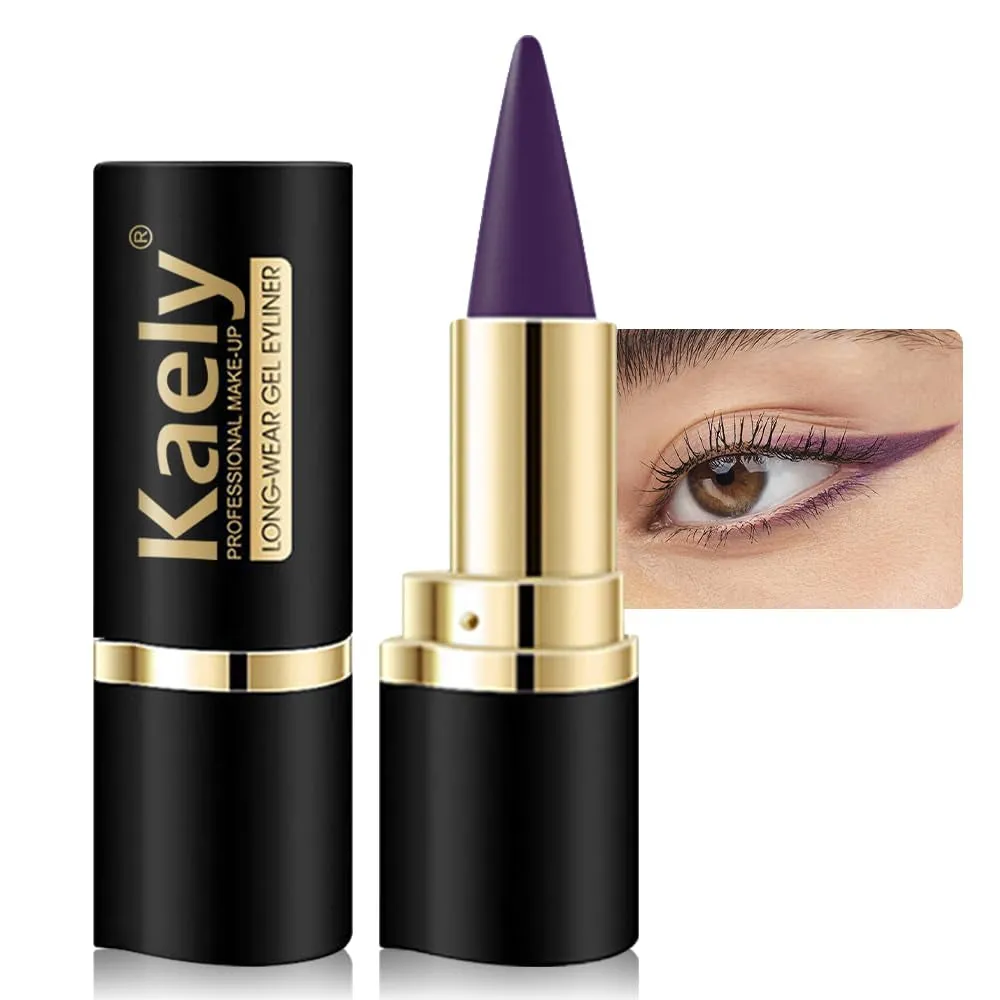 2Pcs Black Gel Eyeliner Pencil,Natural Black Eyeliner Cream Waterproof Smudge Proof,Eye Liner Black Smokey Eyeshadow Palette Stick Crayon,Goth Halloween Makeup,Delineador De Ojos Contra El Agua