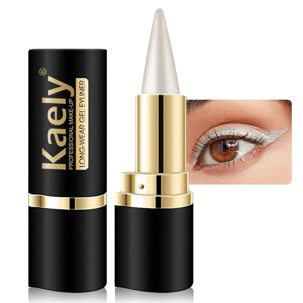 2Pcs Black Gel Eyeliner Pencil,Natural Black Eyeliner Cream Waterproof Smudge Proof,Eye Liner Black Smokey Eyeshadow Palette Stick Crayon,Goth Halloween Makeup,Delineador De Ojos Contra El Agua