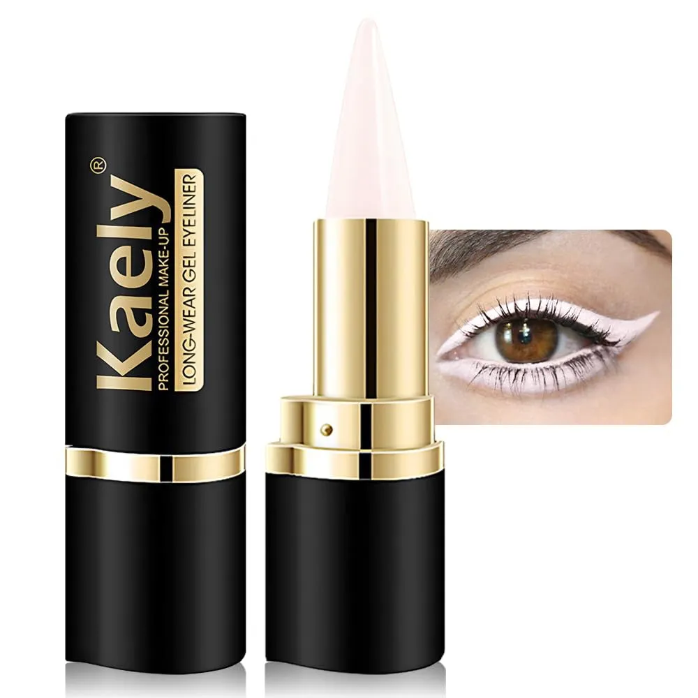 2Pcs Black Gel Eyeliner Pencil,Natural Black Eyeliner Cream Waterproof Smudge Proof,Eye Liner Black Smokey Eyeshadow Palette Stick Crayon,Goth Halloween Makeup,Delineador De Ojos Contra El Agua