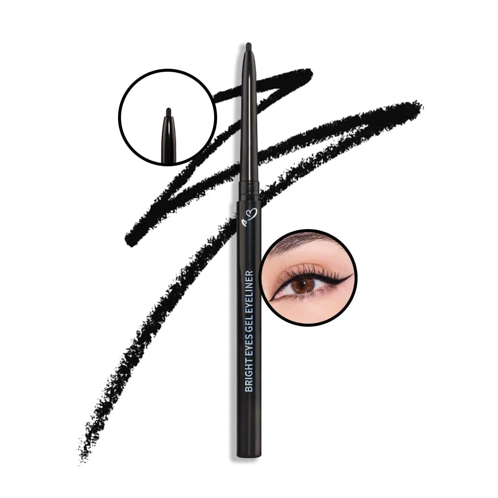 2Pcs Black Gel Eyeliner Pencil,Natural Black Eyeliner Cream Waterproof Smudge Proof,Eye Liner Black Smokey Eyeshadow Palette Stick Crayon,Goth Halloween Makeup,Delineador De Ojos Contra El Agua