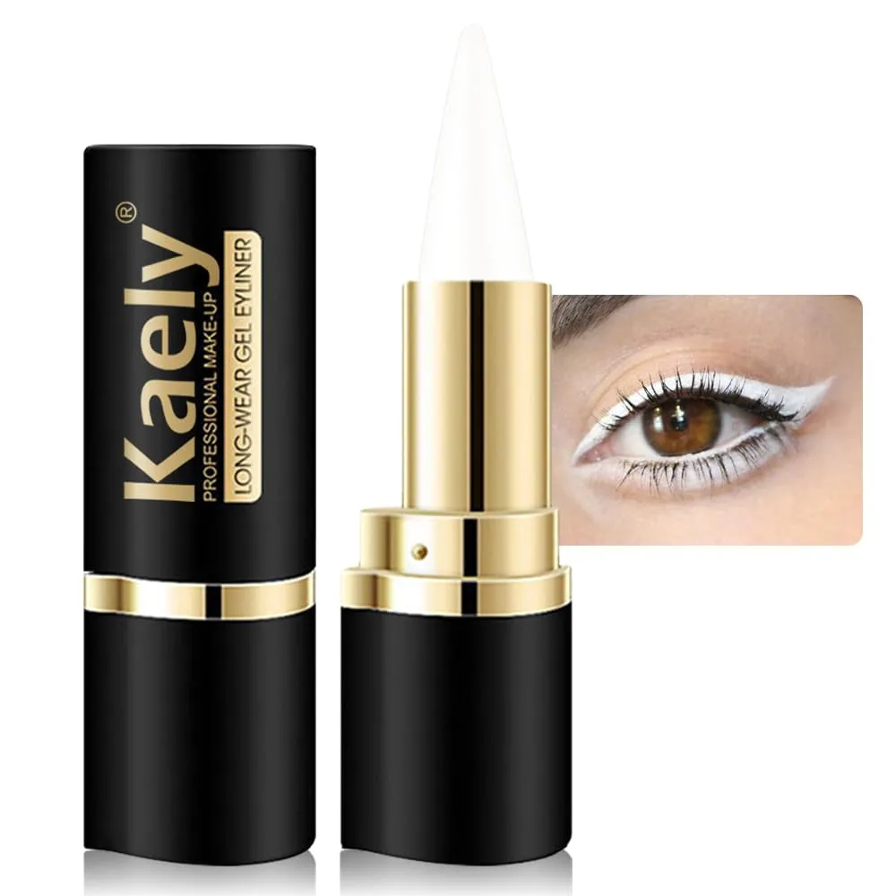 2Pcs Black Gel Eyeliner Pencil,Natural Black Eyeliner Cream Waterproof Smudge Proof,Eye Liner Black Smokey Eyeshadow Palette Stick Crayon,Goth Halloween Makeup,Delineador De Ojos Contra El Agua
