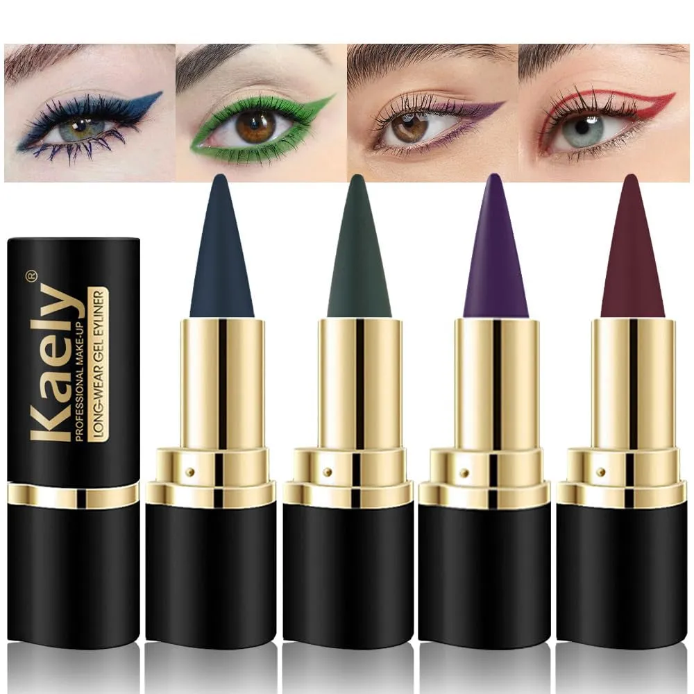 2Pcs Black Gel Eyeliner Pencil,Natural Black Eyeliner Cream Waterproof Smudge Proof,Eye Liner Black Smokey Eyeshadow Palette Stick Crayon,Goth Halloween Makeup,Delineador De Ojos Contra El Agua
