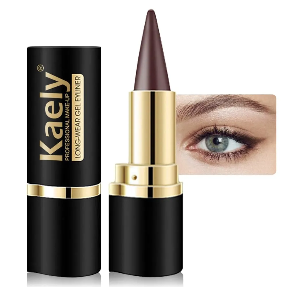 2Pcs Black Gel Eyeliner Pencil,Natural Black Eyeliner Cream Waterproof Smudge Proof,Eye Liner Black Smokey Eyeshadow Palette Stick Crayon,Goth Halloween Makeup,Delineador De Ojos Contra El Agua