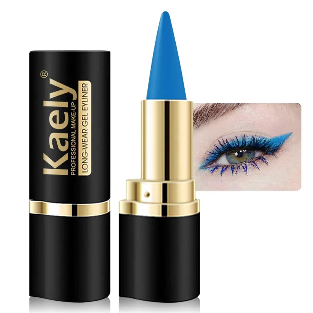 2Pcs Black Gel Eyeliner Pencil,Natural Black Eyeliner Cream Waterproof Smudge Proof,Eye Liner Black Smokey Eyeshadow Palette Stick Crayon,Goth Halloween Makeup,Delineador De Ojos Contra El Agua