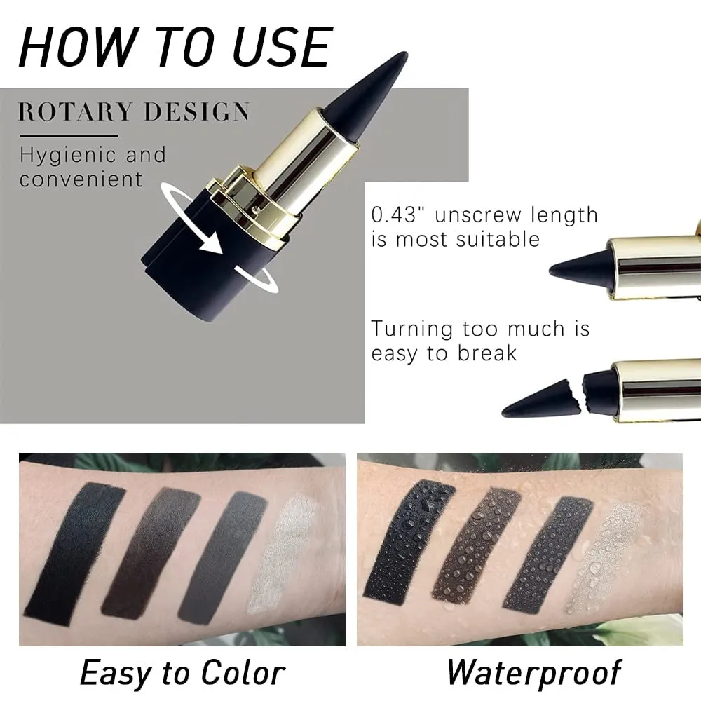 2Pcs Black Gel Eyeliner Pencil,Natural Black Eyeliner Cream Waterproof Smudge Proof,Eye Liner Black Smokey Eyeshadow Palette Stick Crayon,Goth Halloween Makeup,Delineador De Ojos Contra El Agua