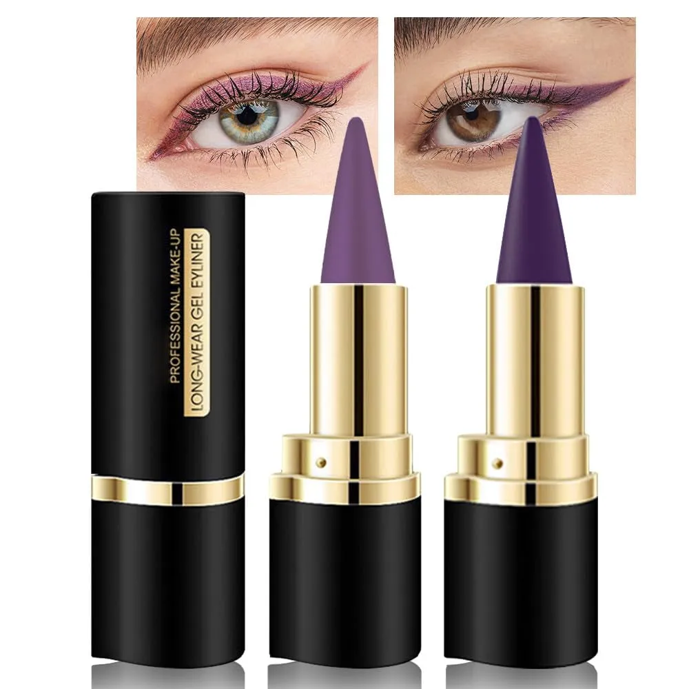2Pcs Black Gel Eyeliner Pencil,Natural Black Eyeliner Cream Waterproof Smudge Proof,Eye Liner Black Smokey Eyeshadow Palette Stick Crayon,Goth Halloween Makeup,Delineador De Ojos Contra El Agua