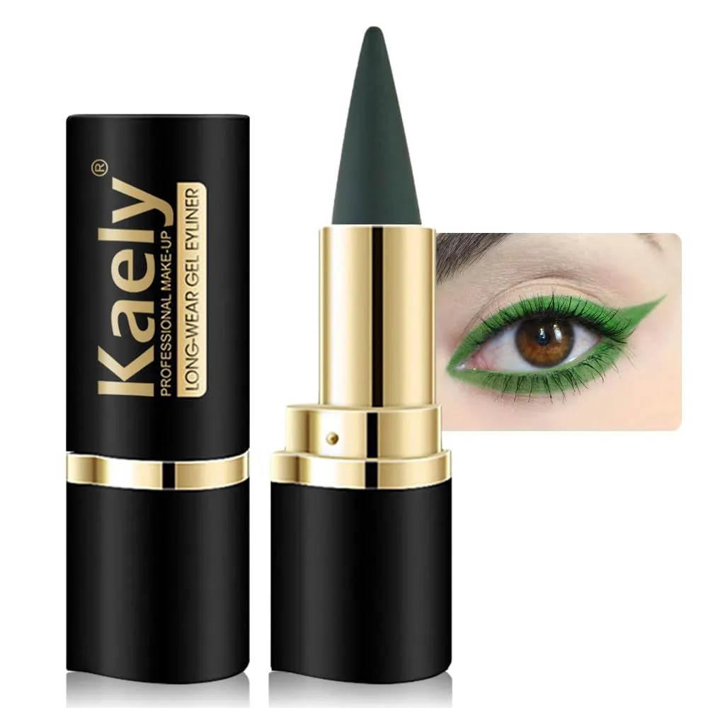 2Pcs Black Gel Eyeliner Pencil,Natural Black Eyeliner Cream Waterproof Smudge Proof,Eye Liner Black Smokey Eyeshadow Palette Stick Crayon,Goth Halloween Makeup,Delineador De Ojos Contra El Agua