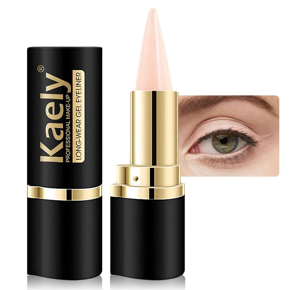 2Pcs Black Gel Eyeliner Pencil,Natural Black Eyeliner Cream Waterproof Smudge Proof,Eye Liner Black Smokey Eyeshadow Palette Stick Crayon,Goth Halloween Makeup,Delineador De Ojos Contra El Agua