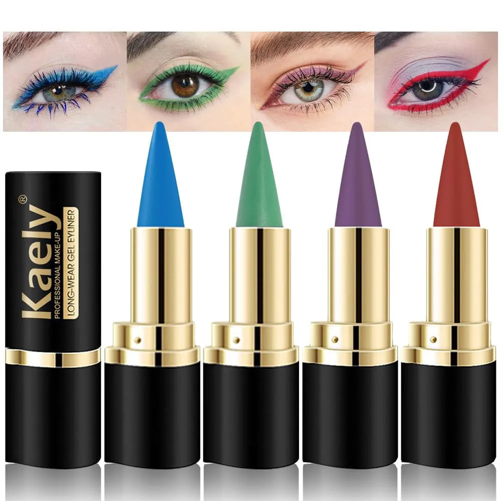 2Pcs Black Gel Eyeliner Pencil,Natural Black Eyeliner Cream Waterproof Smudge Proof,Eye Liner Black Smokey Eyeshadow Palette Stick Crayon,Goth Halloween Makeup,Delineador De Ojos Contra El Agua