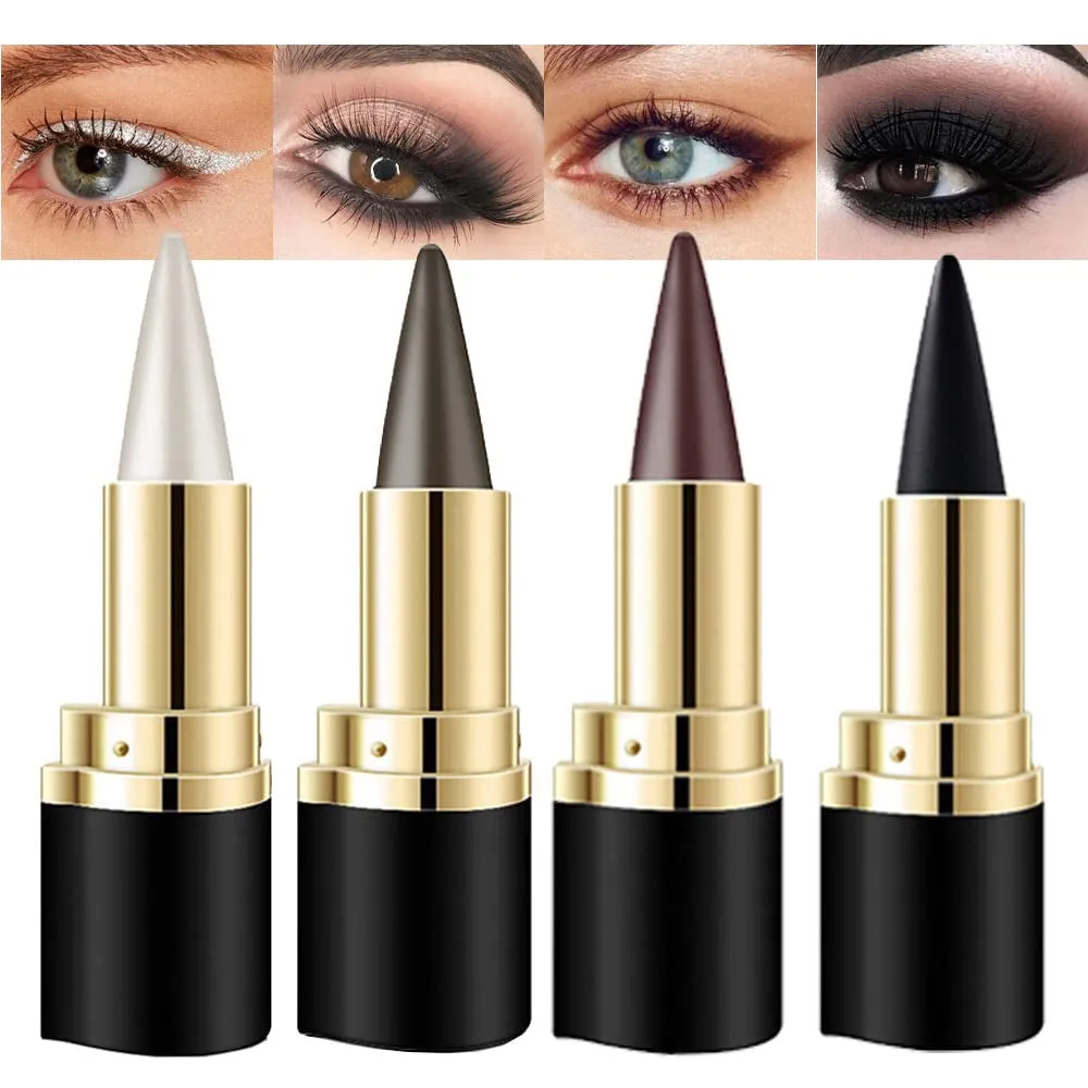 2Pcs Black Gel Eyeliner Pencil,Natural Black Eyeliner Cream Waterproof Smudge Proof,Eye Liner Black Smokey Eyeshadow Palette Stick Crayon,Goth Halloween Makeup,Delineador De Ojos Contra El Agua