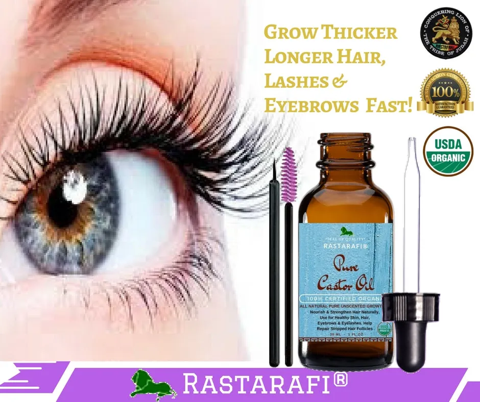2x Rastarafi® 100% Pure Organic Castor Oil For Eyelashes, Skin & Face | Fast Hair Growth