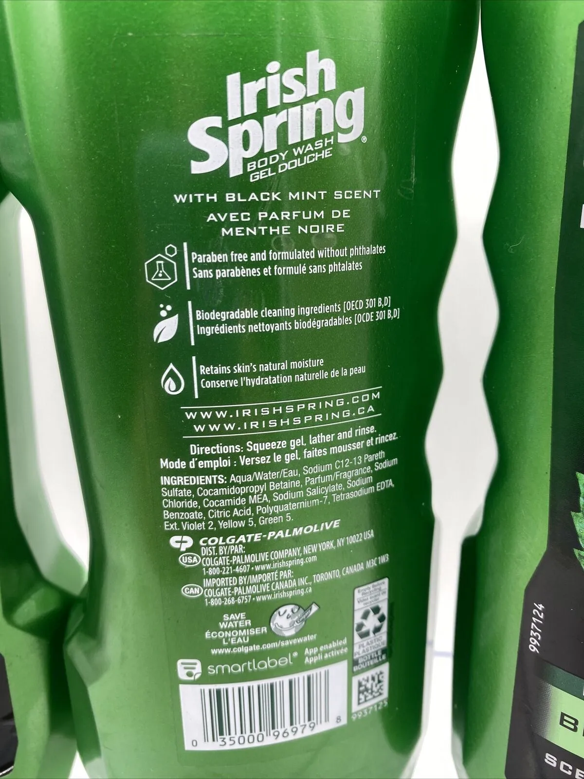 (3) Irish Spring Black Mint Scent Men's Moisturizing Body Wash Shower Gel 18 OZ