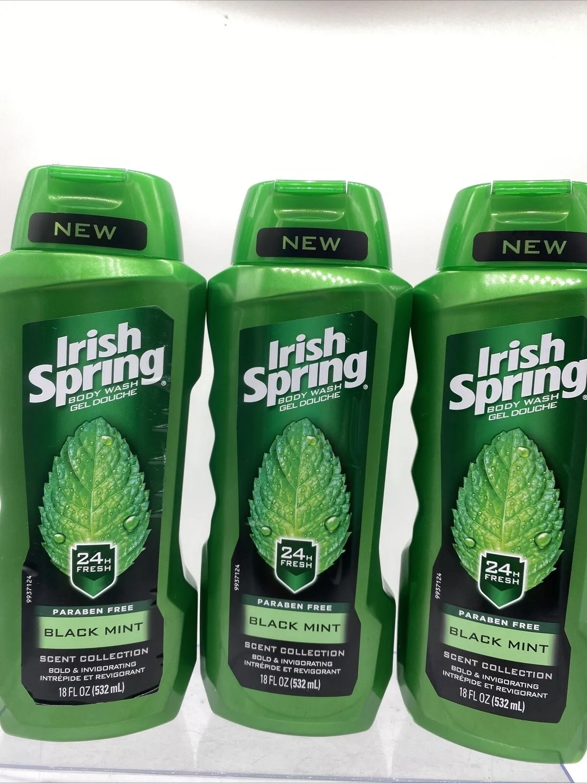 (3) Irish Spring Black Mint Scent Men's Moisturizing Body Wash Shower Gel 18 OZ