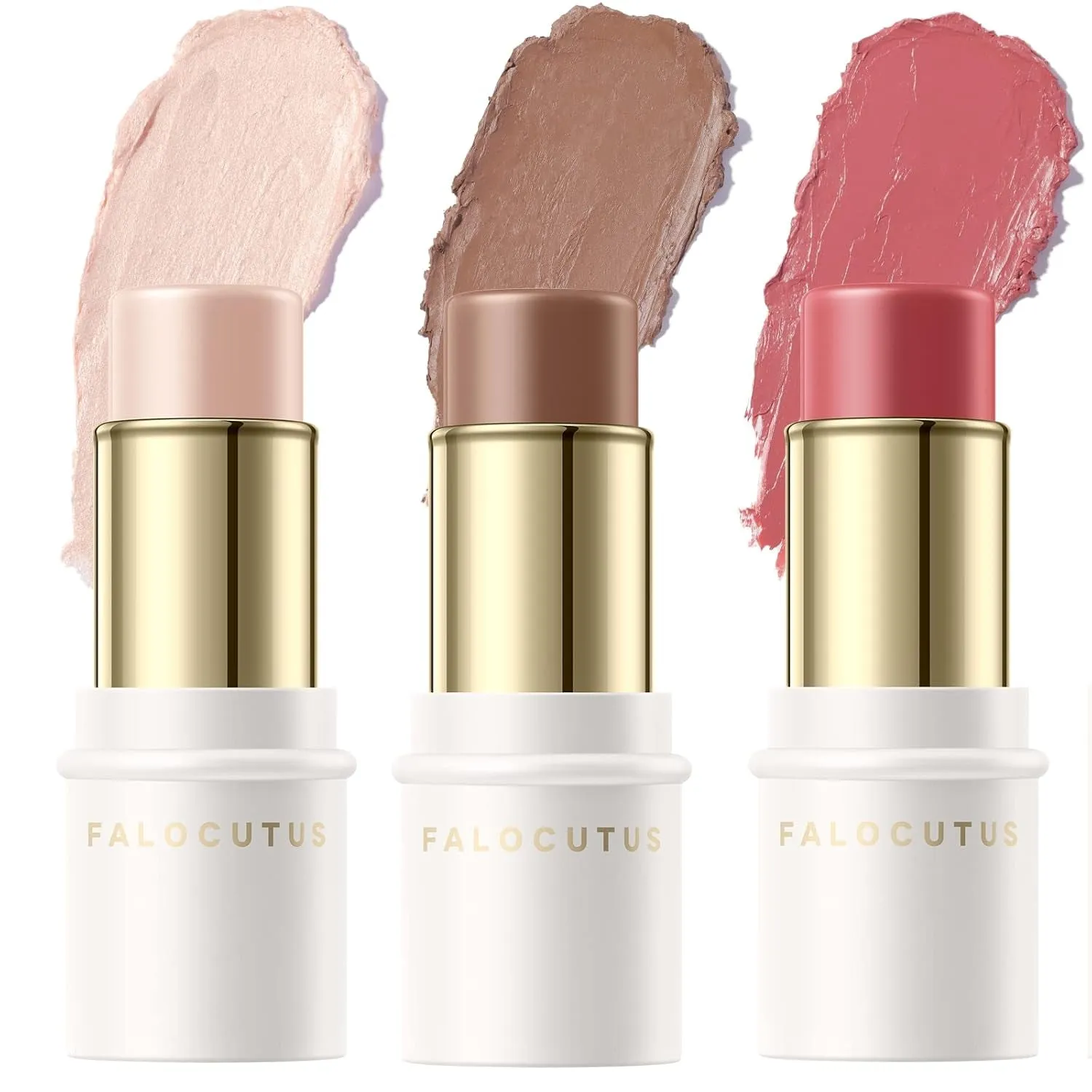 3 Pcs NEUTRAL Contour Stick Set,Cream Blush & Highlighter Bronzer Pen,Long Lasting & Smooth Natural Face Contouring Illuminator,Professional Makeup Kit for All Skin