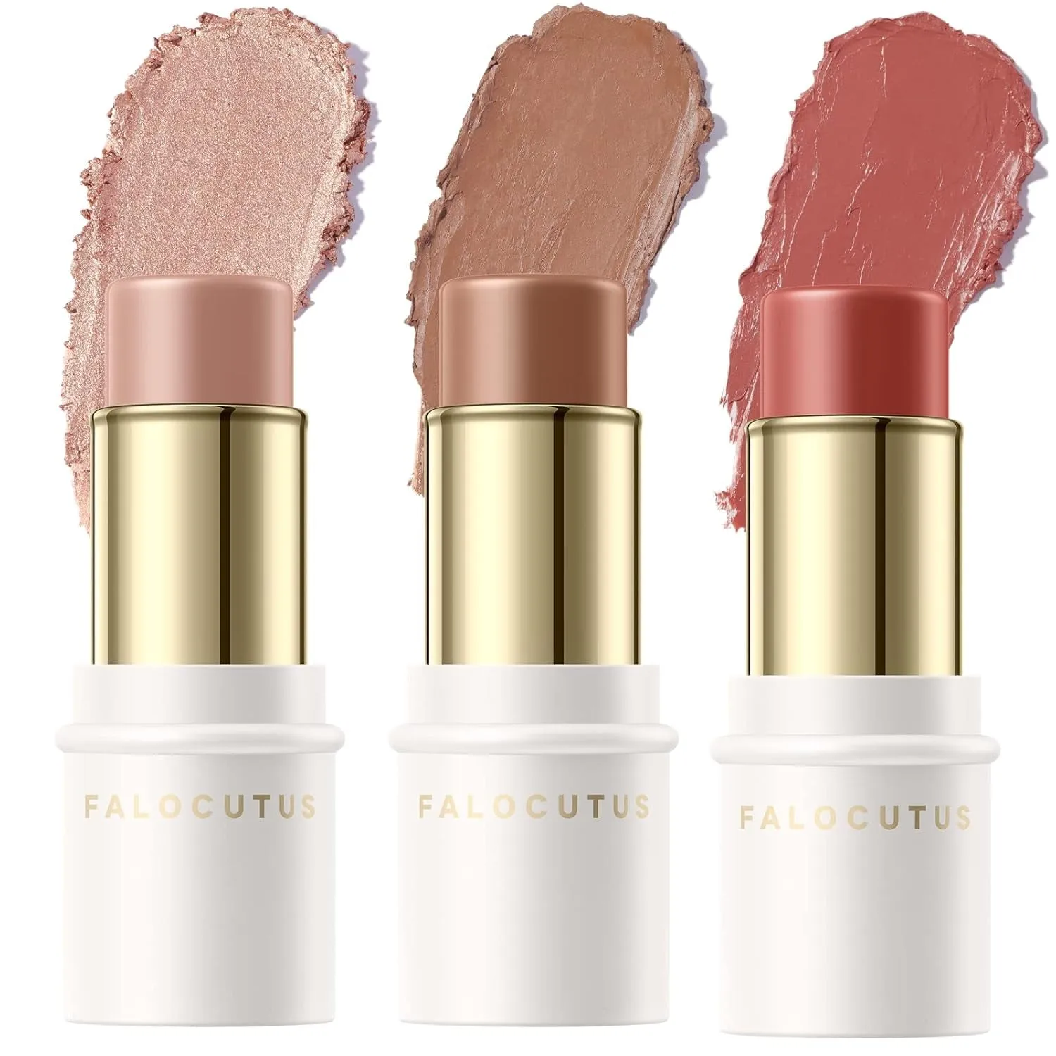 3 Pcs NEUTRAL Contour Stick Set,Cream Blush & Highlighter Bronzer Pen,Long Lasting & Smooth Natural Face Contouring Illuminator,Professional Makeup Kit for All Skin