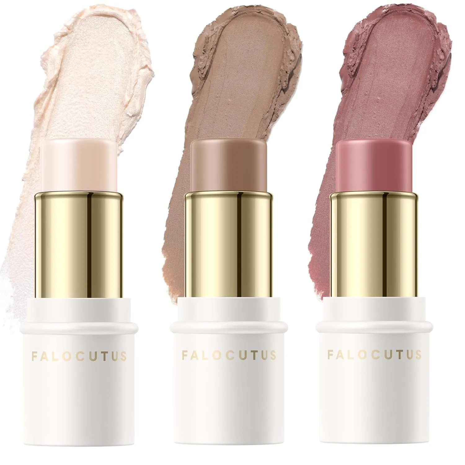 3 Pcs NEUTRAL Contour Stick Set,Cream Blush & Highlighter Bronzer Pen,Long Lasting & Smooth Natural Face Contouring Illuminator,Professional Makeup Kit for All Skin