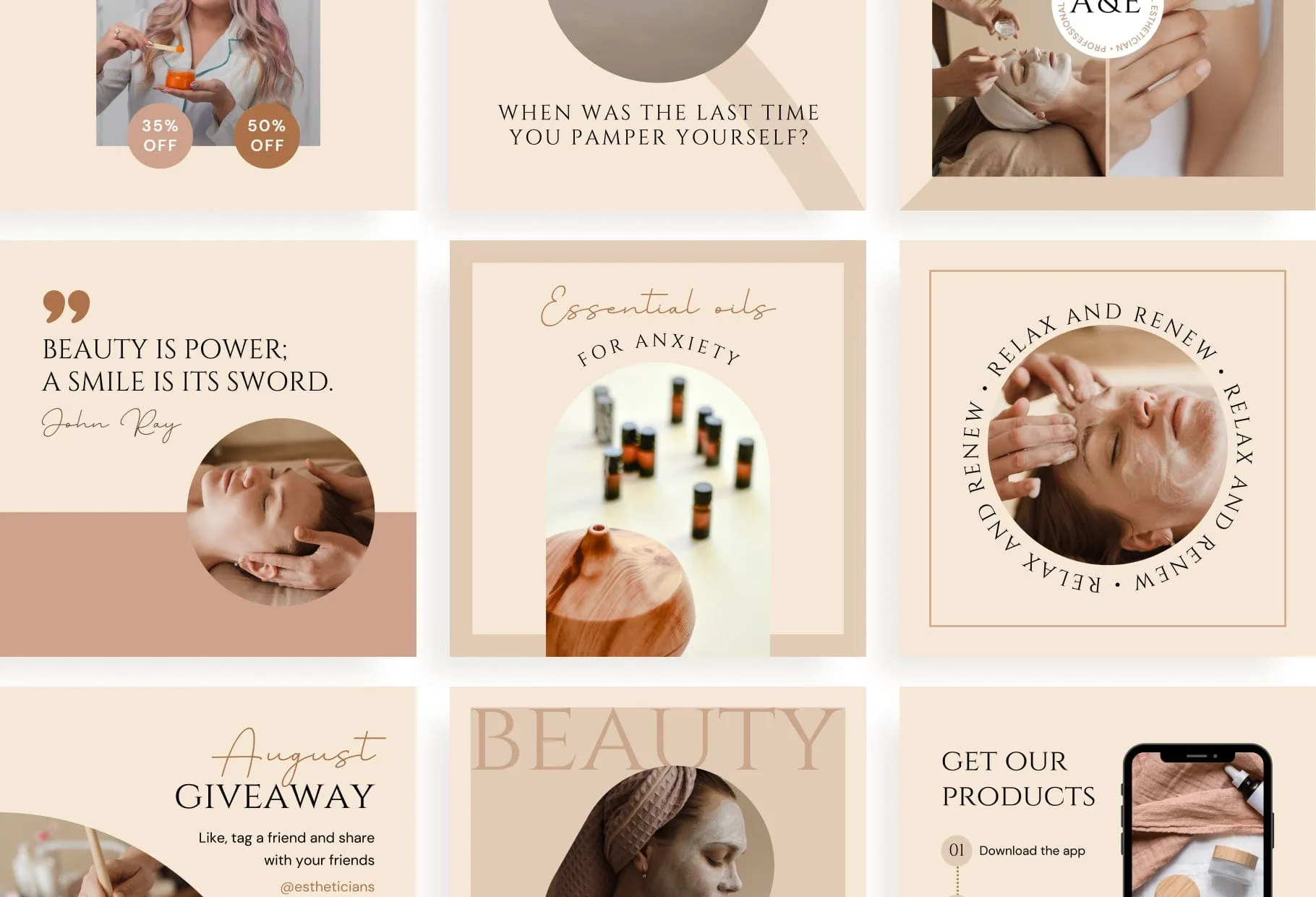 30 Esthetician Instagram Post Canva Templates