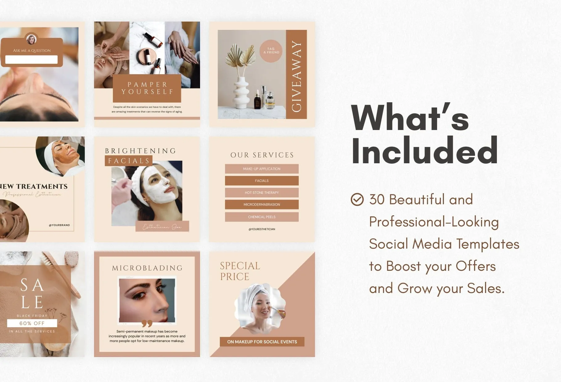 30 Esthetician Instagram Post Canva Templates