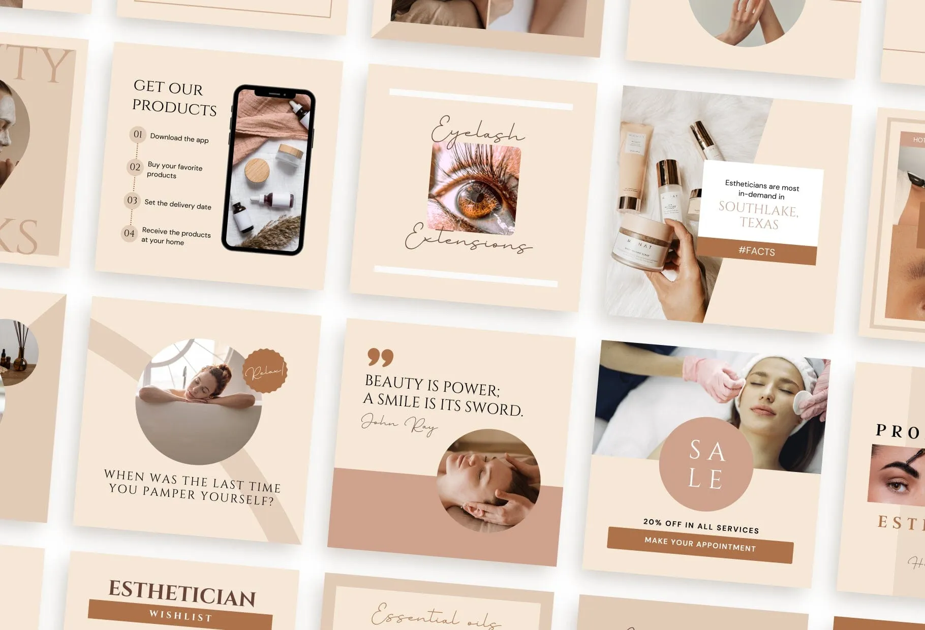 30 Esthetician Instagram Post Canva Templates