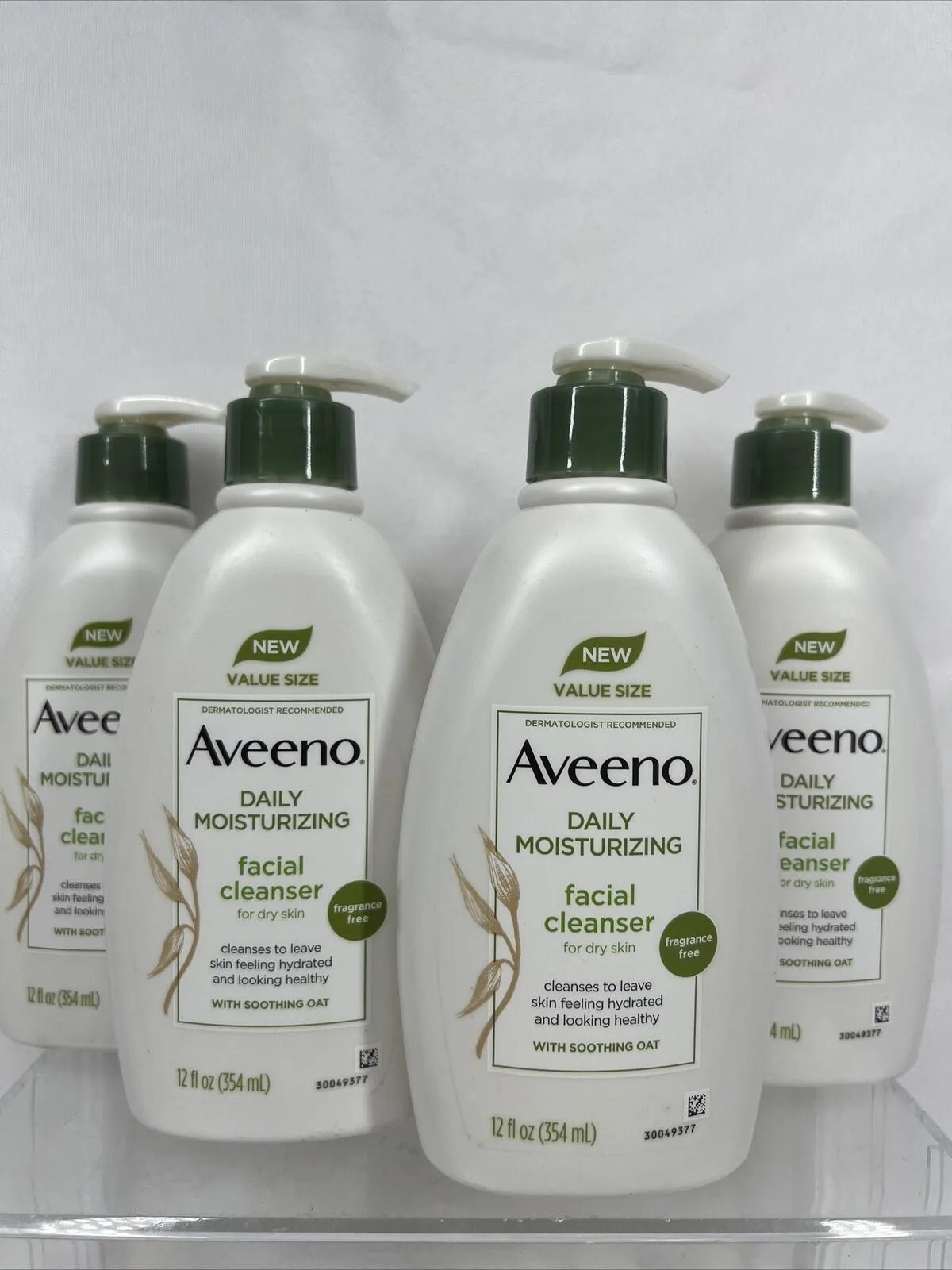 (4) Aveeno Daily Moisturizing Facial Cleanser Soothing Oat Wash Pump 12oz￼￼