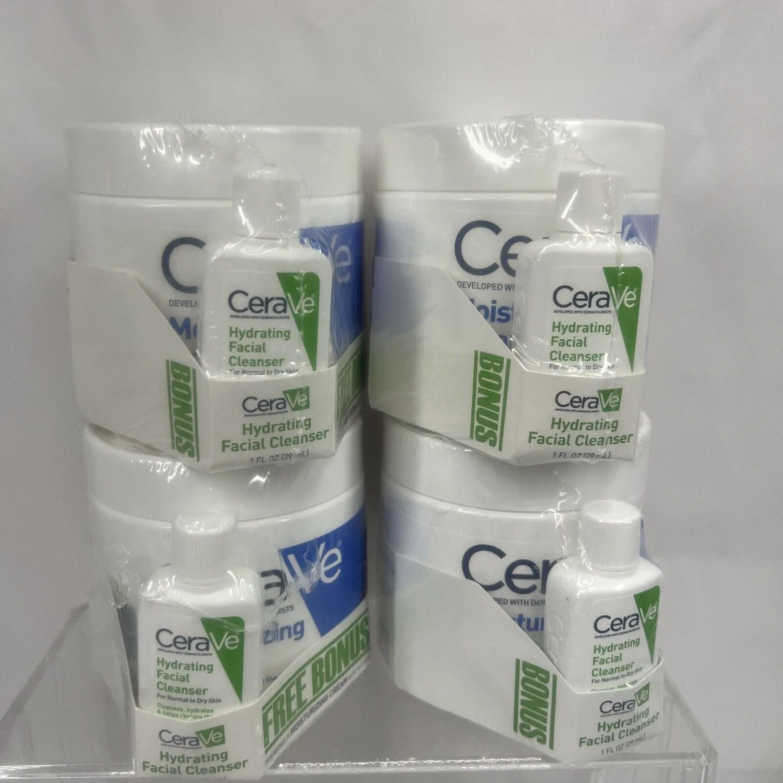(4) CeraVe Moisturizing Creme Jar Normal to Dry 16oz BONUS Hydrating Cleanser