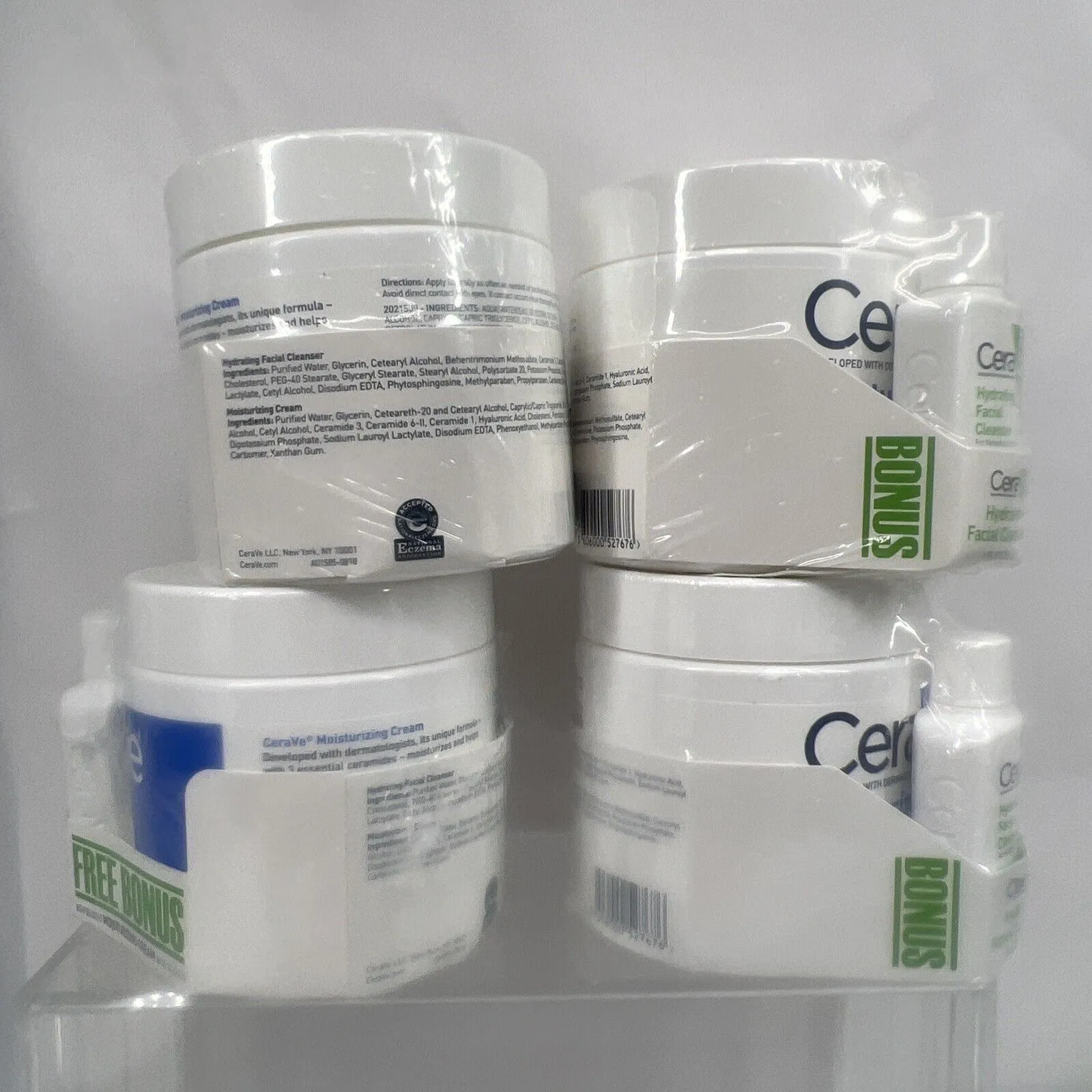 (4) CeraVe Moisturizing Creme Jar Normal to Dry 16oz BONUS Hydrating Cleanser