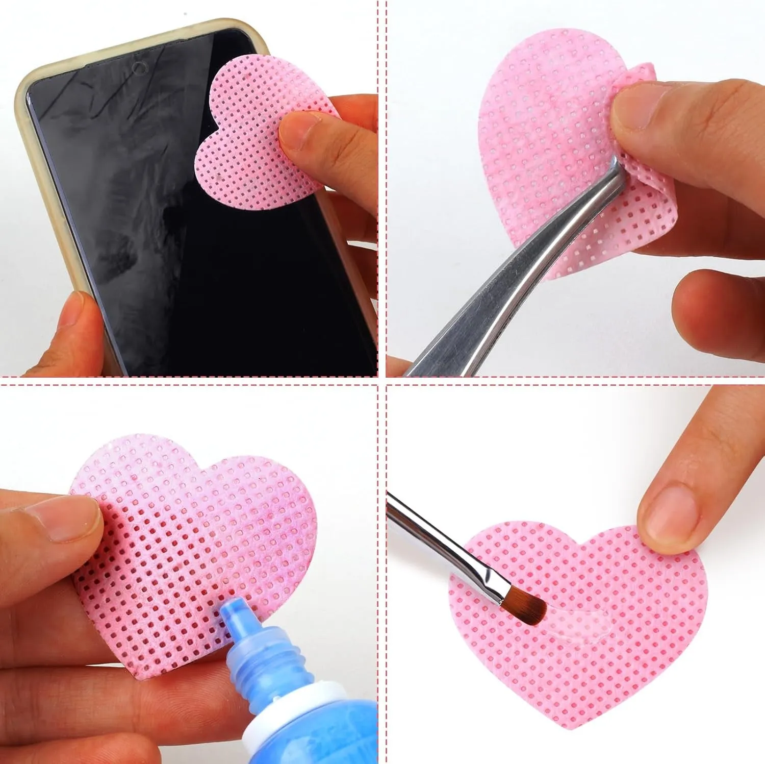 400PCS Lint Free Nail Wipes,1 Pull-Down Pump Dispenser Bottle, Super Absorbent Soft Non-Woven Eyelash Glue Wipes,Lash Extensions Glue Cleaning Wipes Nail Salon Supplies (Pink)
